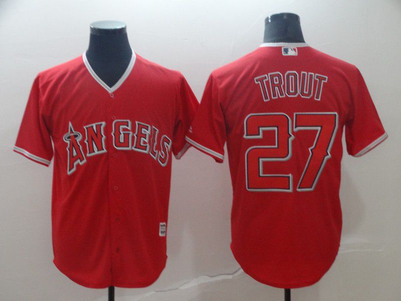 Men Los Angeles Angels #27 Trout Red Game MLB Jerseys->los angeles angels->MLB Jersey